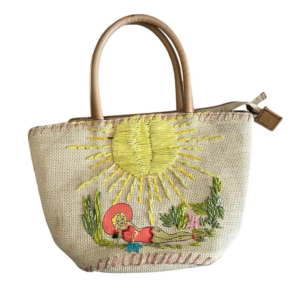 Vintage 2000s Tiki Bag - Hawaiian Pinup Beach Woman in Swimsuit Sun Purse
